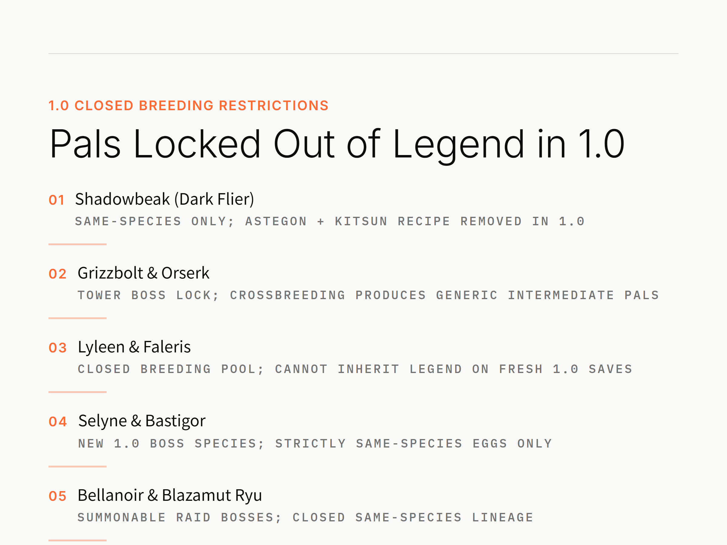 Pals Locked Out of Legend in Palworld 1.0